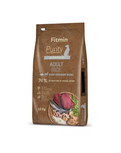 FITMIN Dog Purity rice adult fish & venison 12 kg
