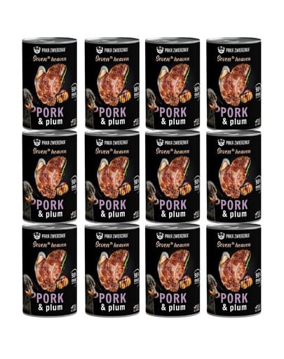 PAKA ZWIERZAKA Seventh Heaven Nassfutter mit Schweinefleisch und Pflaume getreidefrei für alle Hunde 12x400 g