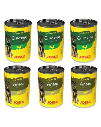 JOSERA JosiDog mit Huhn und Wild in Soße für adulte Hunde 6x415g