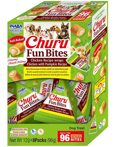 INABA Dog Churu Fun Bites Chicken with Pumpkin 8x12g