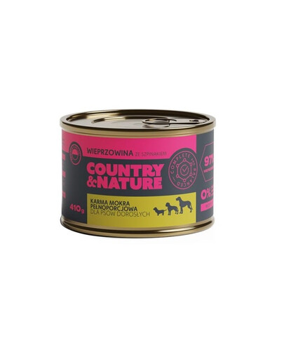 COUNTRY&NATURE Getreidefreies Nassfutter Schweinefleisch mit Spinat 410g
