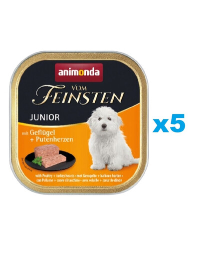 ANIMONDA Vom Feinsten Nassfutter mit Geflügel und Putenherzen für junge Hunde 5x150 g