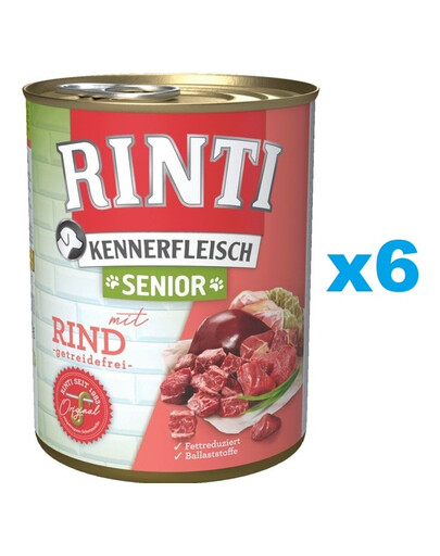RINTI Kennerfleisch Senior 6x800g mit Rindfleisch für ältere Hunde