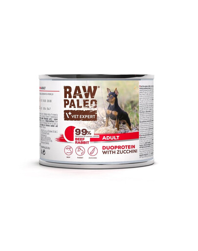 RAW PALEO Beef Rabbit Adult 200g karma mokra wołowina z królikiem dla psów