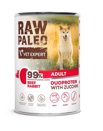 RAW PALEO Beef Rabbit Adult 400g karma mokra wołowina z królikiem dla psów