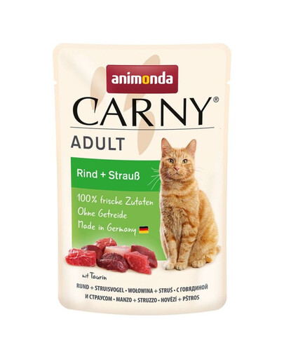 ANIMONDA Carny Nassfutter mit Rind und Strauß für adulte Katzen getreidefrei 85 g