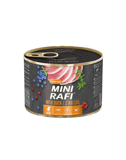 RAFI Mini Nassfutter mit Ente für adulte kleine Hunde getreidefrei 185g