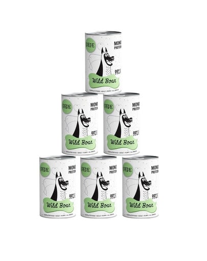 PAKA ZWIERZAKA PEPE Nassfutter Wildschwein Monoprotein getreidefrei für alle Hunde 6x400 g