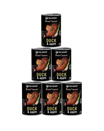 PAKA ZWIERZAKA Seventh Heaven Nassfutter mit  Ente und Apfel getreidefrei für alle Hunde 6x400 g