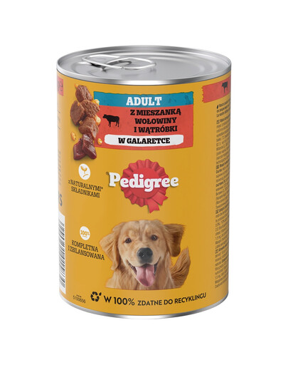 PEDIGREE Adult Dose 400g: Nassvollnahrung für adulte Hunde, mit einer Mischung aus Rindfleisch und Leber, in Gelee