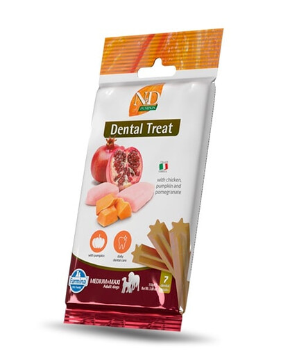 FARMINA N&D Pumpkin Dental Treat Chicken Pomegranate Medium/Maxi 100 g dentale Leckerei für mittelgroße und große Hunde