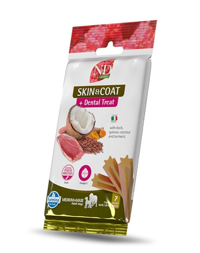 FARMINA N&D Quinoa Dental Treat Skin Coat Duck Medium/Maxi 100 g dentale Leckerei für mittelgroße und große Hunde