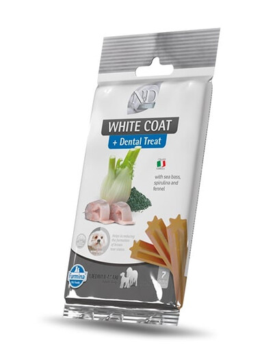 FARMINA N&D White Dental Treat Coat Sea bass Medium/Maxi 100 g dentale Leckerlis für mittelgroße und große Hunde