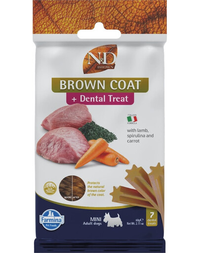 FARMINA N&D Brown Dental Treat Coat Lamb Mini 60 g Zahnpflege-Leckerli für kleine Hunderassen
