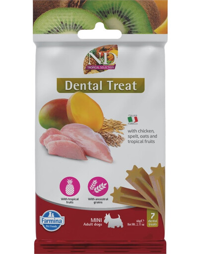 FARMINA N&D Dental Treat Chicken dentale Leckerlis für kleine Hunderassen Mini 60 g (7 St. )