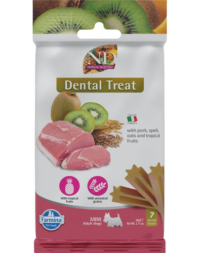 FARMINA N&D Tropical Selection Dental Treat Pork Mini 60 g Zahnpflege-Leckerli für kleine Hunderassen