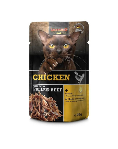 Chicken with extra Pulled Beef kurczak z szarpaną wołowiną 70 g mokra karma dla kotów