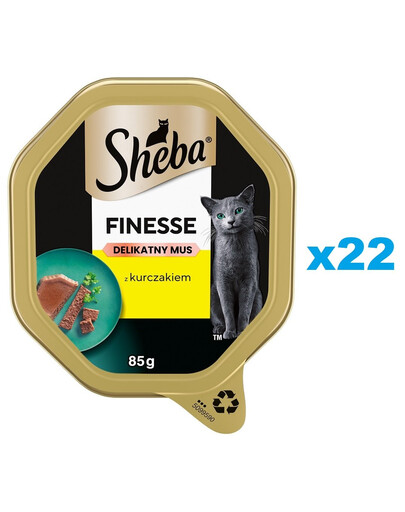 SHEBA Finesse 22x85 g: Nassvollnahrung für adulte Katzen mit Huhn in Mousse