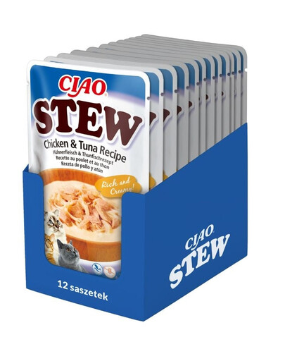 INABA CIAO Stew Potrawka z kurczaka i tuńczyka dla kotów 12x40 g