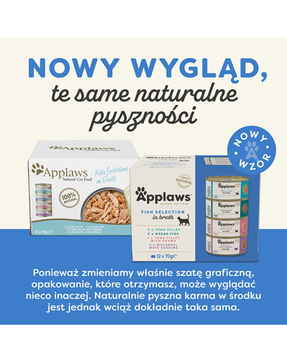 APPLAWS Cat Tin Multipack 12 x 70 g Fish Collection mokra karma dla kota mix smaków z rybą