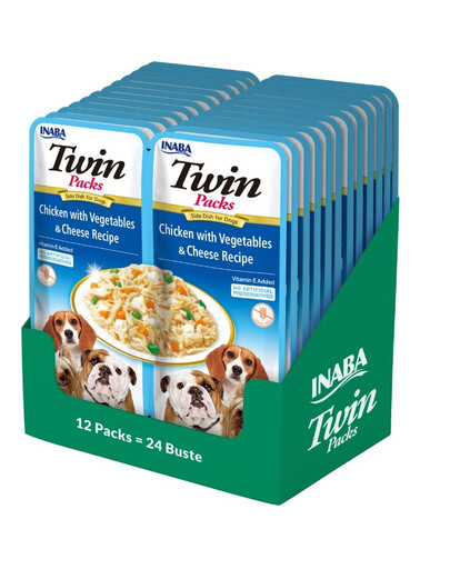 INABA Dog Twin Kurczak, warzywa i ser w bulionie dla psów 24x40 g