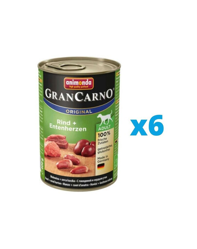GranCarno zestaw z wołowiną i kaczymi sercami 6 x 400 g
