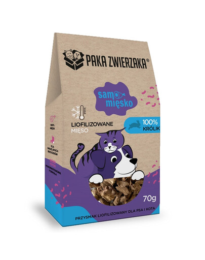 PAKA ZWIERZAKA gefriergetrocknetes Fleisch Kaninchen Snacks für Hunde und Katzen 70 g
