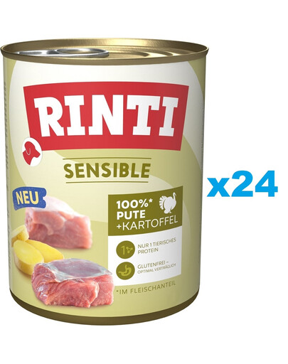 RINTI Sensible Indyk z ziemniakami 24x800g
