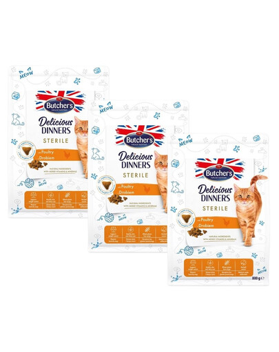 BUTCHER'S Functional Cat Indoor dla kotów niewychodzących z drobiem 3x800 g