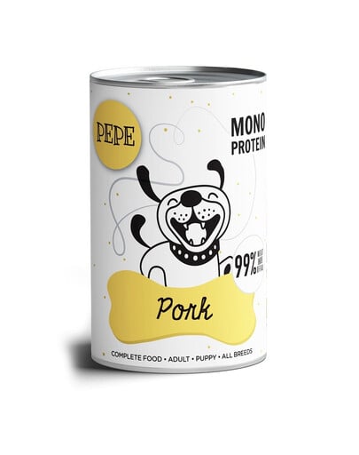 PAKA ZWIERZAKA PEPE Pork Nassfutter mit Schweinefleisch Monoprotein für alle Hunde 800 g