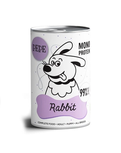 PAKA ZWIERZAKA PEPE Rabbit Nassfutter mit Kaninchen Monoprotein für alle Hunde 800 g