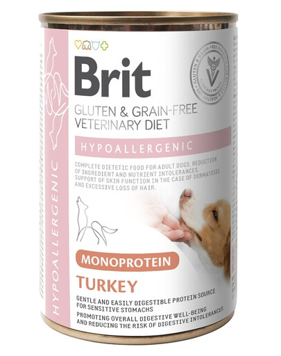 Veterinary Diet Dog Hypoallergenic Monoprotein Turkey 400g z indykiem dla psów z alergiami i problemami skórnymi