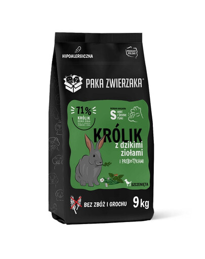 PAKA ZWIERZAKA Seventh Heaven Trockenfutter Kaninchen mit Wildkräutern für S Welpen getreidefrei 9 kg