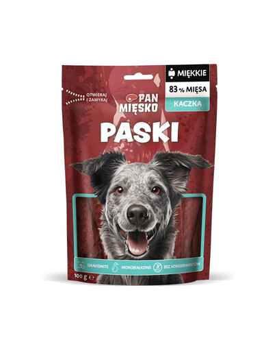 PAN MIĘSKO Streifen Ente Leckerli für Hunde 100 g