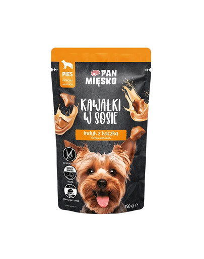 PAN MIĘSKO Nassfutter mit Truthahn und Ente in Soße für adulte Hunde getreudefrei 150 g