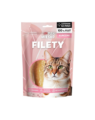 PAN MIĘSKO Filets Hähnchen Snack für Katzen 100 g