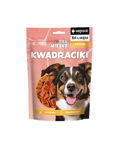 PAN MIĘSKO Snacks mit Kaninchen kleine Quadrate für Hunde 100 g