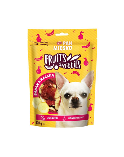 PAN MIĘSKO Fruits and Veggies Banane mit Ente Snacks für Hunde 100 g