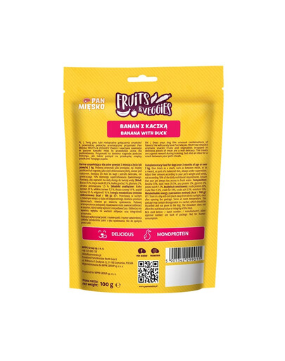 Fruits and Veggies Banan z kaczką przysmak dla psa 100 g