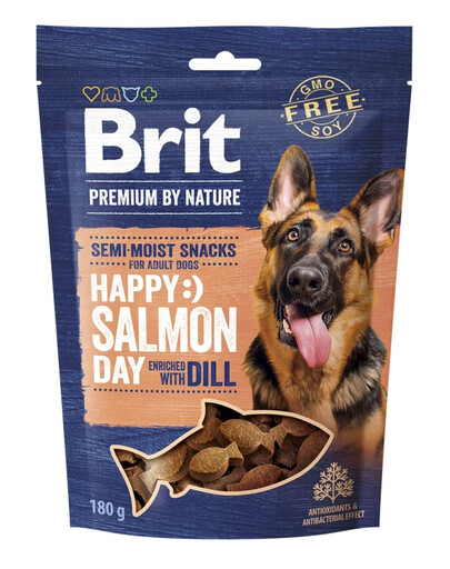 PremiBRIT Premium Dog Semi-moist Snack Salmon halbweicher Snack für Hunde 180 gum Dog Semi-moist Snack Salmon 180 g półmiękki przysmak dla psów