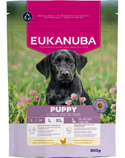 Puppy Large Breeds Chicken 800 g sucha karma dla szczeniąt dużych ras bogata w świeżego kurczaka