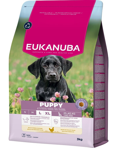 EUKANUBA Puppy Trockenfutter mit Huhn für Welpen großer Rassen 3 kg