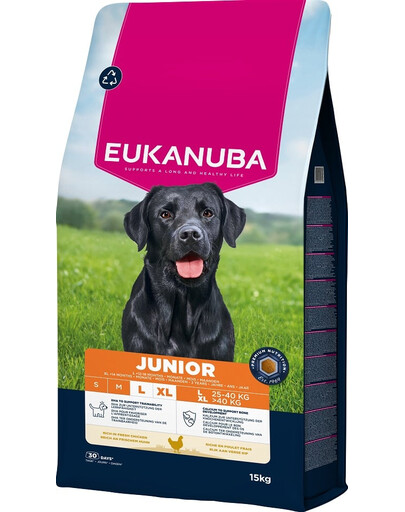 Junior Large Breeds Chicken 15 kg sucha karma dla młodych psów dużych ras bogata w świeżego kurczaka