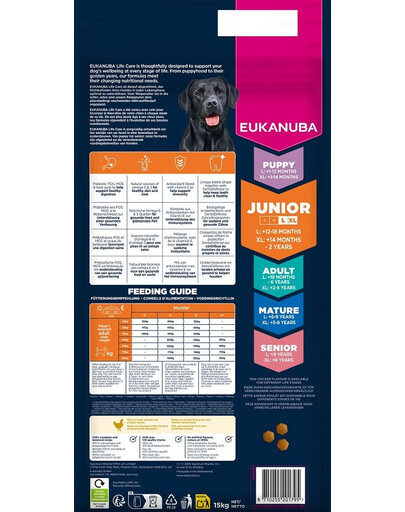 Junior Large Breeds Chicken 15 kg sucha karma dla młodych psów dużych ras bogata w świeżego kurczaka