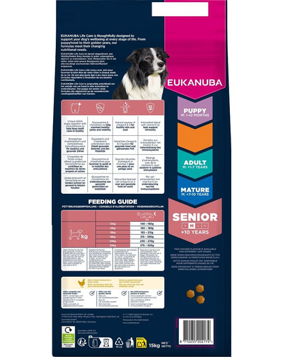 Senior Medium Breeds Chicken 15 kg sucha karma dla starszych psów ras średnich bogata w świeżego kurczaka