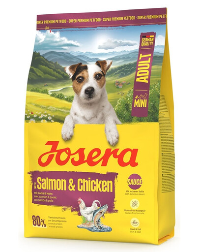 JOSERA Mini Adult Salmon and Chicken glutenfreies Futter mit Sauce für kleine Hunderassen 3kg