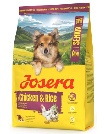 JOSERA Mini Senior Chicken and Rice glutenfreie Nahrung für ältere Hunde kleiner Rassen 3 kg