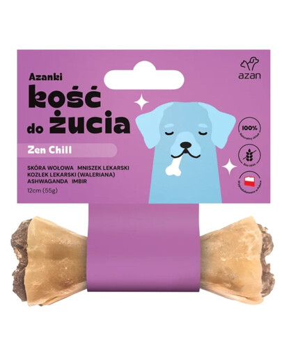 AZANKI Kauknochen mit Löwenzahn, Baldrian und Ashwagandha zur Entspannung für adulte Hunde 12cm