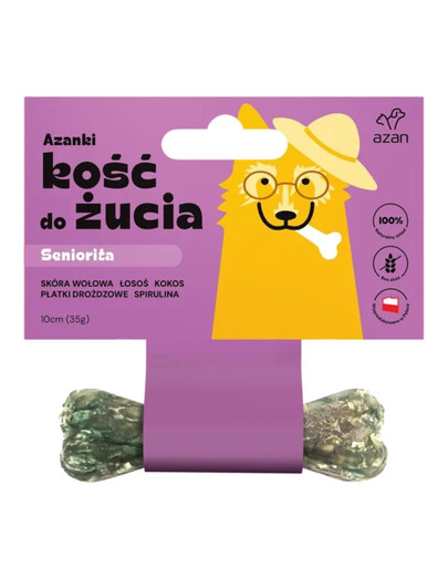 AZANKI Kaustreifen mit Lachs, Kokos und Spirulina für ältere Hunde 10cm
