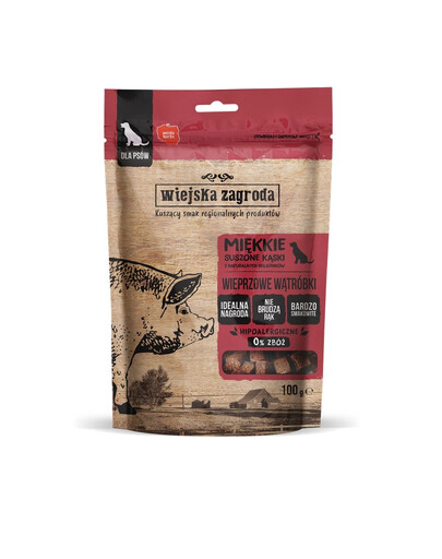 WIEJSKA ZAGRODA Snacks Schweineleber für Hunde getreidefrei 100 g